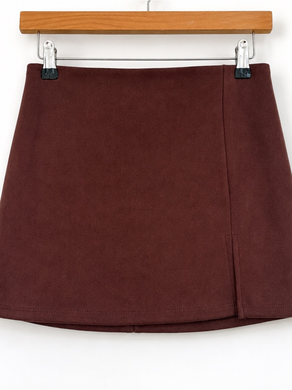 Altar’d State Rich Burgundy Brown A-Line Suede Lookalike Mini Skirt Size M